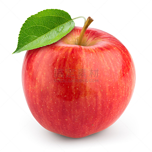 清新,白色,红色,苹果,叶子,分离着色,一个物体,背景分离,食品,熟的
