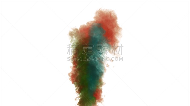 多色的,厚的,分离着色,白色背景,烟,多彩山口,灰白旱獭,尘暴,台风,烟雾