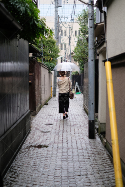 传统,巷,女人,东京,雨,神乐,古城,中年女人,仅日本人,30岁到34岁