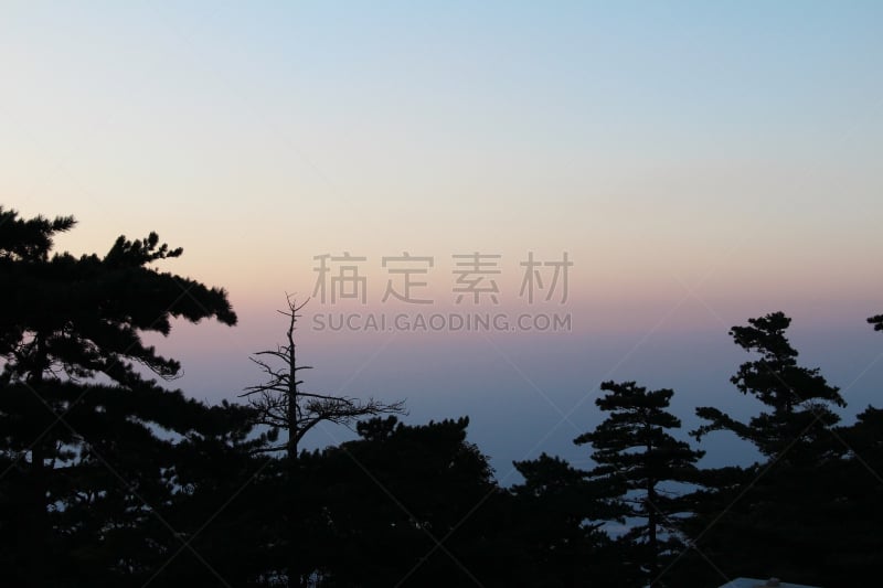 西安,山,中国,华山,天空,水平画幅,无人,曙暮光,夏天,阴影