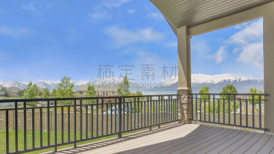 天空,蓝色,湖,日光,白昼,山,阳台,在下面,住房,全景