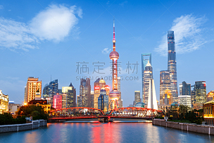 现代,城市,上海,自然美,室内过夜,水,天空,夜晚,曙暮光,滨水