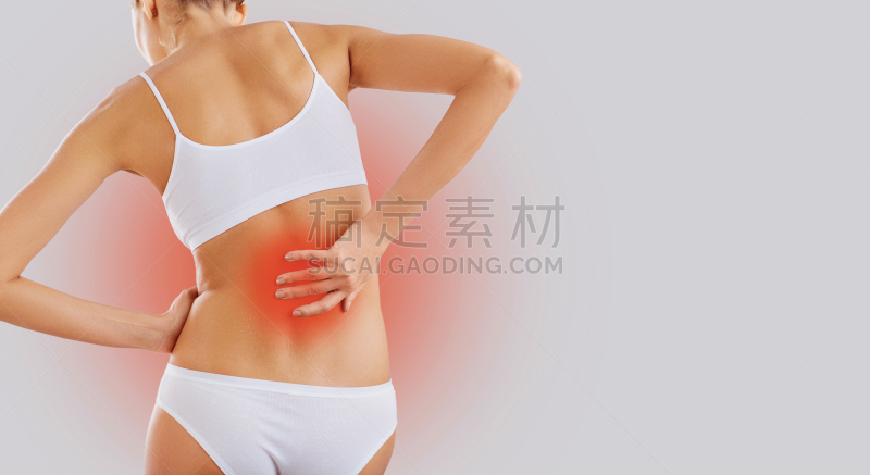 后背,拿着,手,背痛,女人,人,健康保健,部分,身体受伤,药