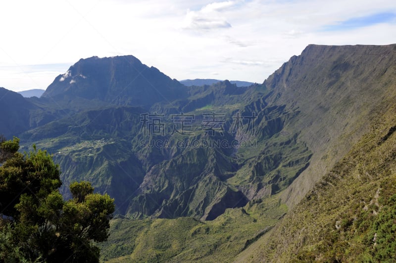 摄像机拍摄角度,火山,法国海外领土,旅游目的地,水平画幅,彩色图片,马斯克林群岛,无人,火山喷口,留尼汪（法属）