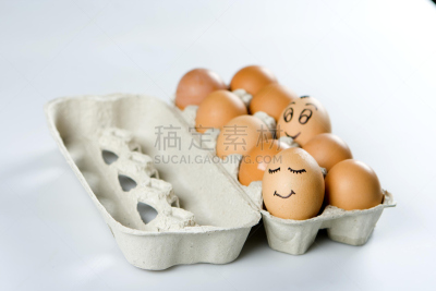 可爱的,画脸,蛋,褐色,灰色,水平画幅,食品杂货,盒子,幽默