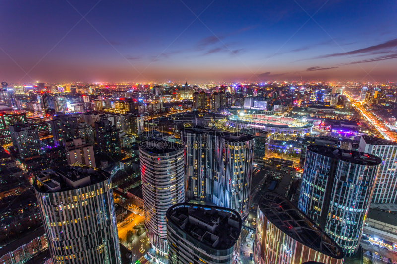 三里屯,北京,soho区,体育场,天空,水平画幅,高视角,无人,户外,都市风景