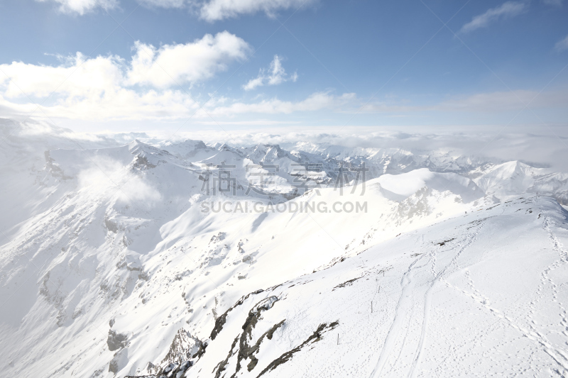 云,雪,山,在下面,厚的,艾格峰,少女峰,黑森林,本尼斯阿尔卑斯山,寒冷