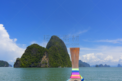 泰国,攀牙湾,水,天空,水平画幅,无人,夏天,偏远的,户外,热带气候