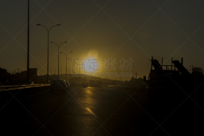 水平画幅,无人,路,公路,户外,卡车,交通方式,皮卡车,日落湖,汽车