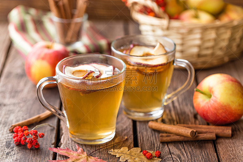 苹果酒,热苹果酒,醋,桌子,水平画幅,水果,秋天,玻璃,玻璃杯,含酒精饮料