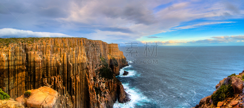 日光,悬崖,地形,户外,黄昏,夏天,蓝色,美,自然,风景