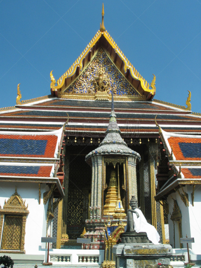 玉佛寺,曼谷,寺庙殿堂,镶嵌图案,翡翠绿宝石,金叶,回廊,垂直画幅,僧院,泰国