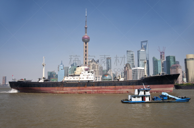 浦东,上海,城市天际线,浦西,长江,东方明珠塔,黄浦江,黄浦区,天空,水平画幅