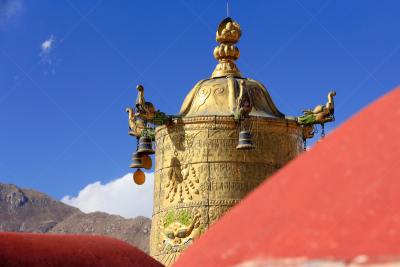 大昭寺,屋顶,布告,镀金的,灵性,建筑外部,水平画幅,无人,符号,黄铜