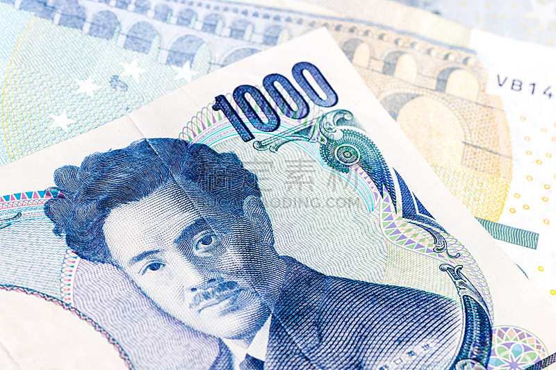 帐单,背景聚焦,1000日元,百万富翁,水平画幅,银行,符号,金融,日本,巨大的