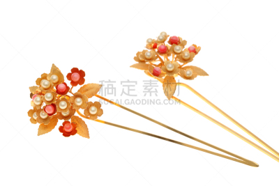 发夹,古董,黄金,簪子,艺妓,过时的,剪贴路径,华丽的,背景分离,美术工艺