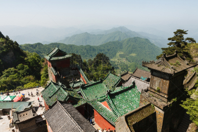 修道院,武当山,武术,水平画幅,道教,建筑,无人,屋顶,山,亚洲