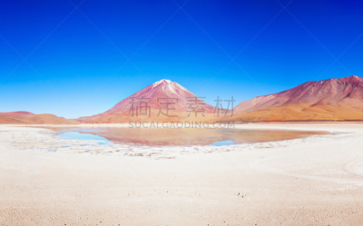 拉格那沃德湖,科罗拉达湖,利坎卡武尔火山,乌尤尼盐沼,安地斯山脉,南美,水平画幅,雪,无人,火山地形