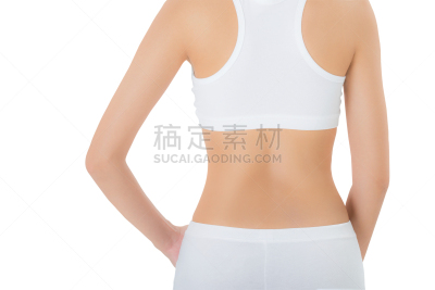 完美,女人,形状,白色背景,健康保健,侧面视角,注视镜头,分离着色,站