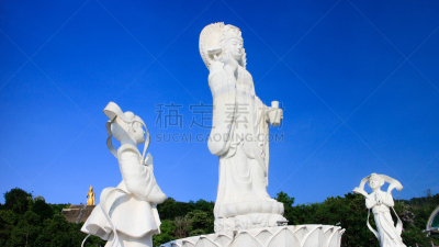 泰国,白色,合艾市,宋卡府,雕像,四臂观音,阴阳符,天空,灵性,古董