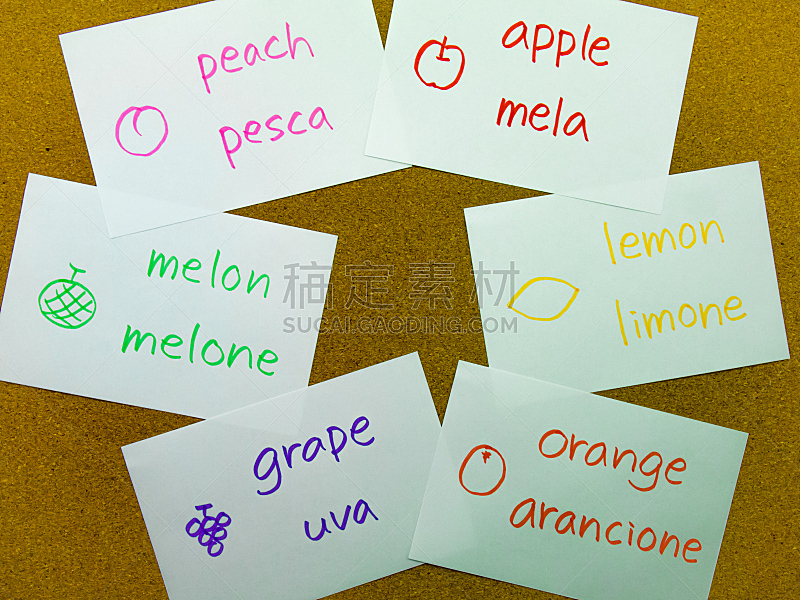 文字,闪卡,黄色,单词,粉色,紫色,图像,柠檬,瓜,两种语言