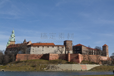 瓦维尔主教座堂,克拉科夫,波兰,天空,水平画幅,彩色图片,无人,维斯瓦河,城堡,户外