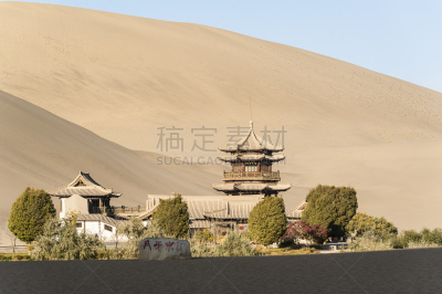敦煌,过去,寺庙,沙漠,甘肃省,水平画幅,地形,山,沙子,无人