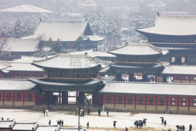 景福宫,宫殿,水平画幅,雪,交通,旅行者,大门,亭台楼阁,韩国,建筑物门