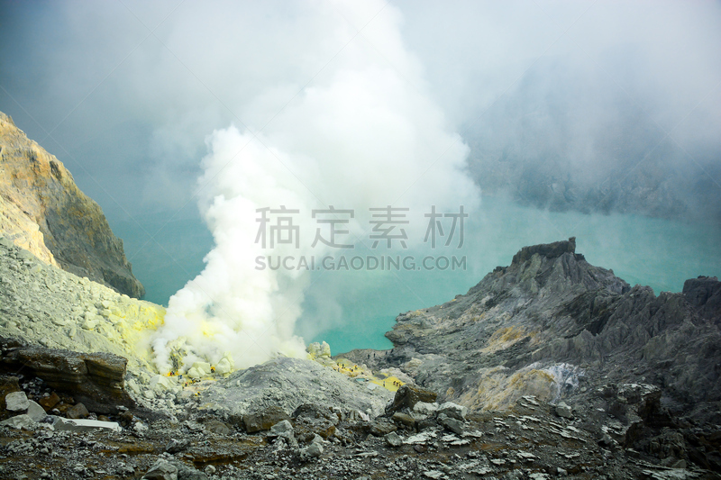 爪哇,火山,东,印度尼西亚,美,酸,水平画幅,能源,火山地形,美人