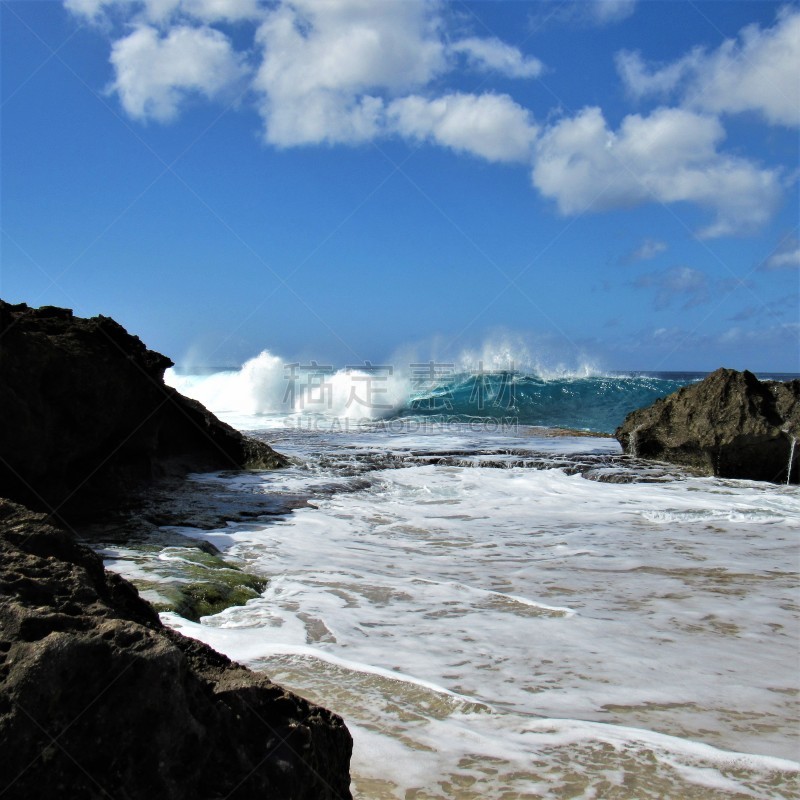 海岸线,山谷,瓦安娜海岸,海滩,理想化的,库拉,山脉,太平洋岛屿,热带气候,云