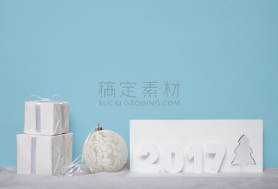新的,2017年,贺卡,水平画幅,无人,符号,圣诞树,白色,冬天