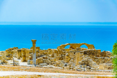 远古的,长方形会堂,寇瑞恩,早晨,建筑工地,平衡折角灯,塞浦路斯,世界遗产,人类居住地