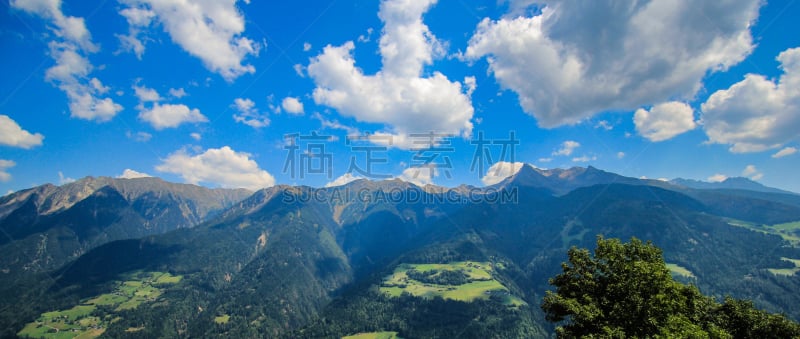 夏天,阿尔卑斯山脉,风景,全景,意大利,公亩,北,天空,水平画幅,云