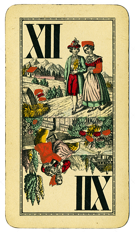 塔罗牌,1900,纸牌,进行中,人头牌,垂直画幅,式样,古董,无人,数字12