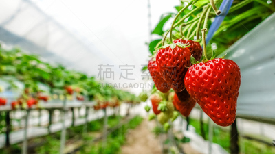 草莓,水培法,菜园,留白,水平画幅,水果,日本,熟的,特写,甜点心