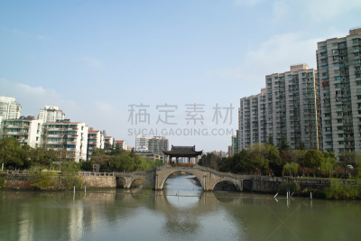 杭州,风景,大运河,自然美,天空,水平画幅,建筑,无人,蓝色,运河