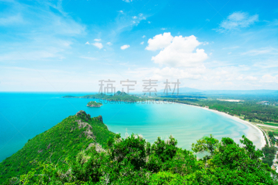 山,海洋,看风景,水,天空,水平画幅,无人,夏天,户外,泰国