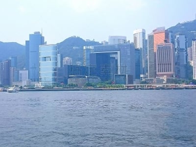 金钟,维多利亚港,维多利亚港湾,天空,水平画幅,无人,户外,都市风景,现代,工业