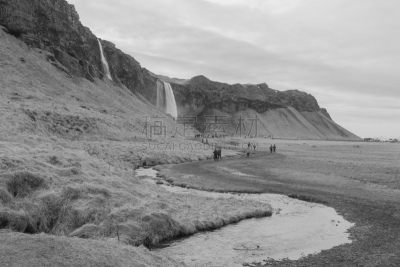 冰岛国,塞里雅兰瀑布,seljalandsfoss waterfall,黄金圈路线,水,天空,美,水平画幅,瀑布,无人