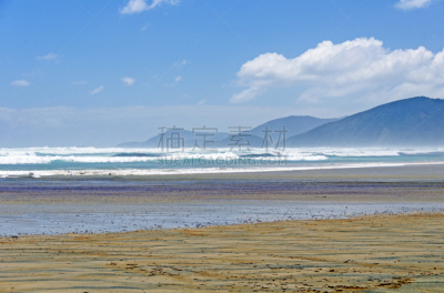 海滩,波浪,平衡折角灯,白昼,岛,斯图尔特岛,太平洋海岸山脉,风,水平画幅,无人