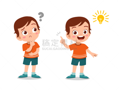 儿童,绘画插图,矢量,想法,成年的,下巴,书呆子,学生,人,男人