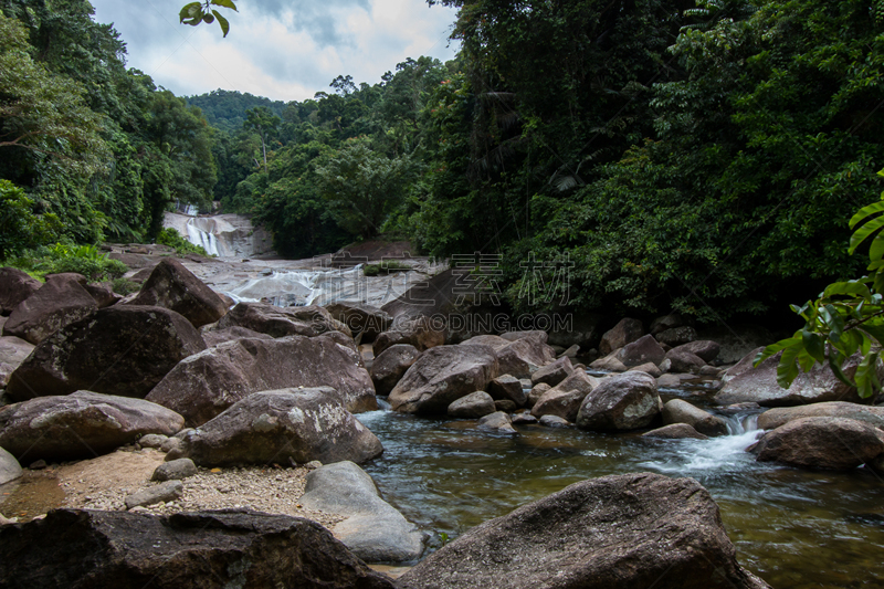 水,小溪,岩石,山,那空是贪玛叻洛坤,热带雨林,美,国家公园,水平画幅,地形