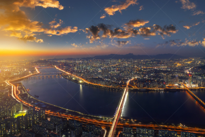 韩国,都市风景,城市天际线,首尔,顶部,商务,照明设备,交通,迅速,现代