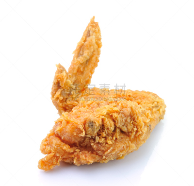 鸡翅,白色背景,炸鸡,迅速,褐色,清新,水平画幅,无人,开胃品,膳食