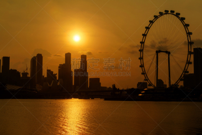 城市,暗色,云景,曙暮光,黄昏,云,公园,河流,户外,建筑