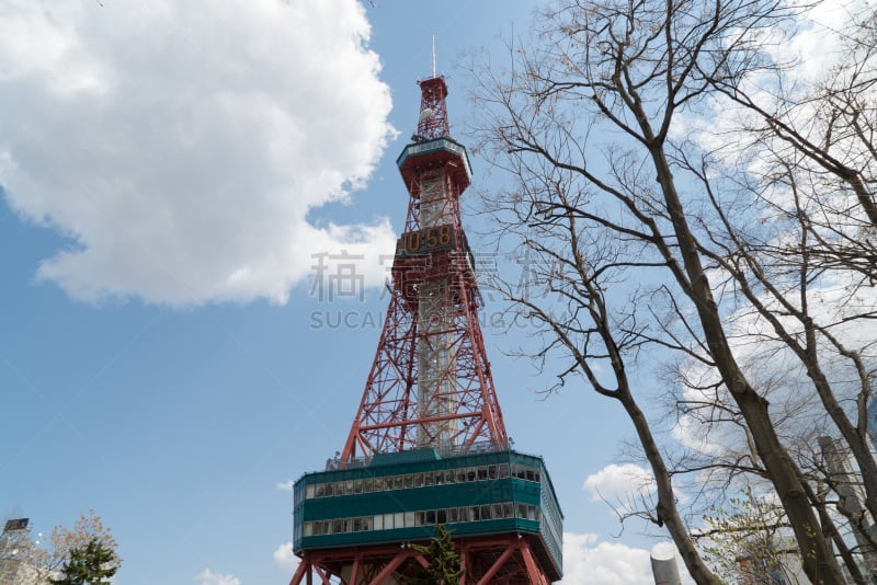 日本,北海道,札幌,大通公园,无线电通信塔,四月,水平画幅,建筑,蓝色,户外