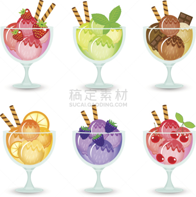 冰淇淋,绘画插图,水果,香草冰淇淋,樱桃,无人,符号,夏天,甜点心,圣代