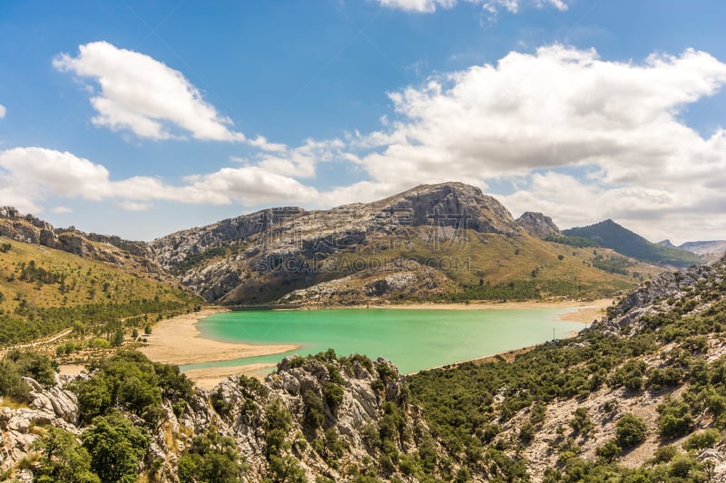 sierra de tramuntana,水库,饮用水,齿状山脊,特拉华,接力赛,一半的,水,天空,平视角