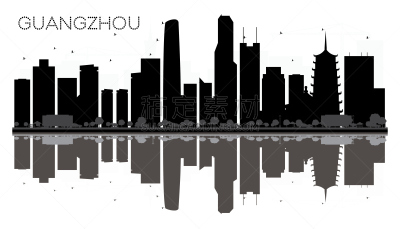 广州,城市天际线,黑白图片,出租车,背景分离,云,著名景点,背景,天空,绘画插图