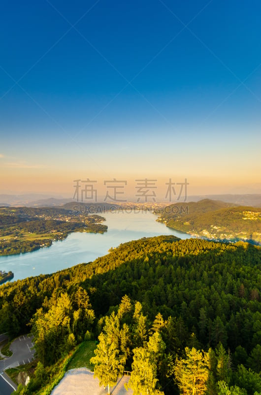 奥地利,湖,旅行者,风景,山,卡林斯亚,斑点,在上面,垂直画幅,图像